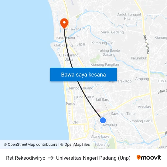Rst Reksodiwiryo to Universitas Negeri Padang (Unp) map