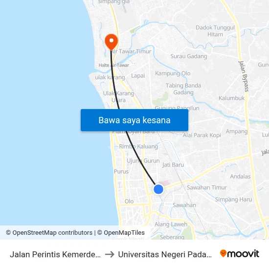 Jalan Perintis Kemerdekaan, 3 to Universitas Negeri Padang (Unp) map