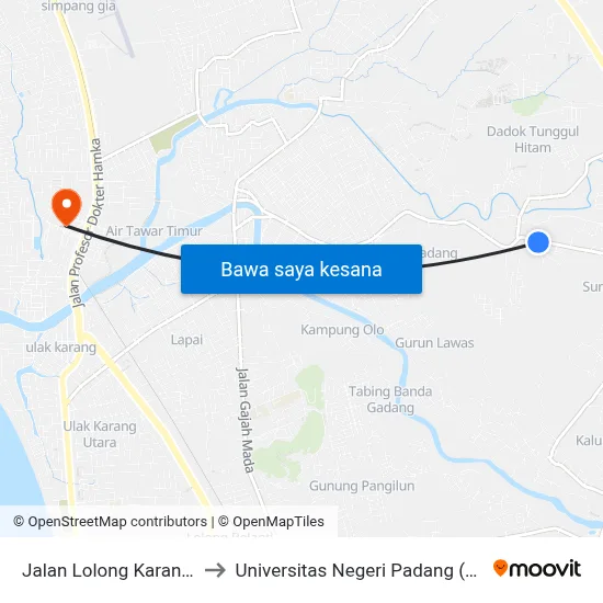 Jalan Lolong Karan, 16 to Universitas Negeri Padang (Unp) map