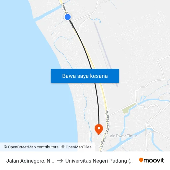 Jalan Adinegoro, No.3 to Universitas Negeri Padang (Unp) map