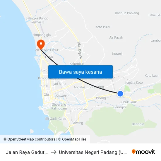 Jalan Raya Gadut, 5 to Universitas Negeri Padang (Unp) map
