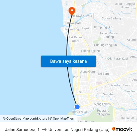 Jalan Samudera, 1 to Universitas Negeri Padang (Unp) map