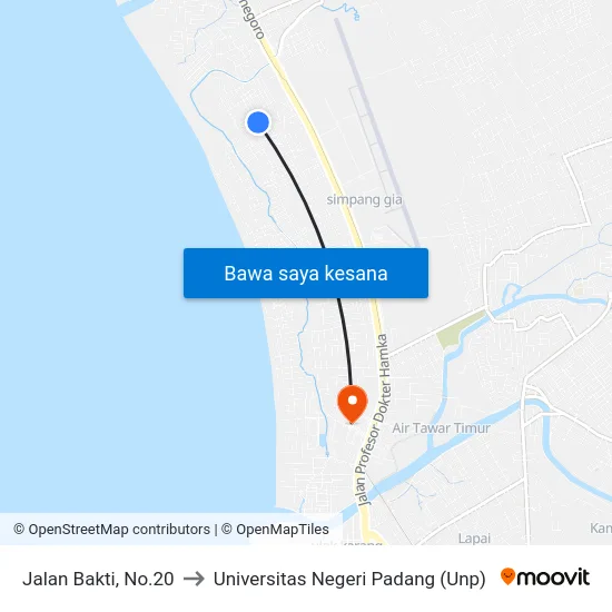 Jalan Bakti, No.20 to Universitas Negeri Padang (Unp) map