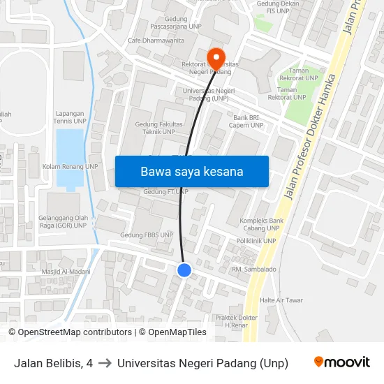 Jalan Belibis, 4 to Universitas Negeri Padang (Unp) map