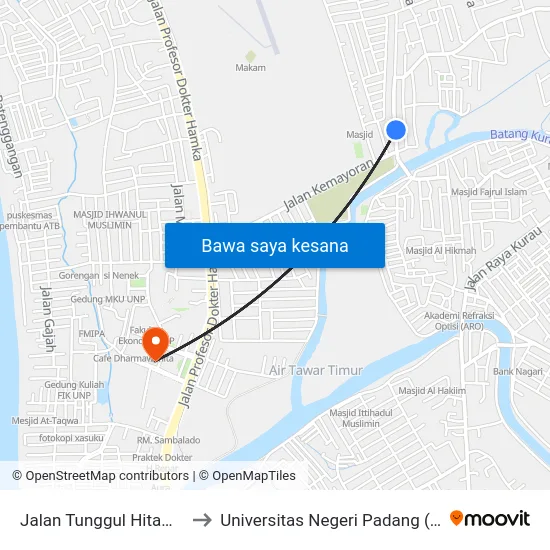 Jalan Tunggul Hitam, 21 to Universitas Negeri Padang (Unp) map