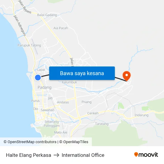 Halte Elang Perkasa to International Office map