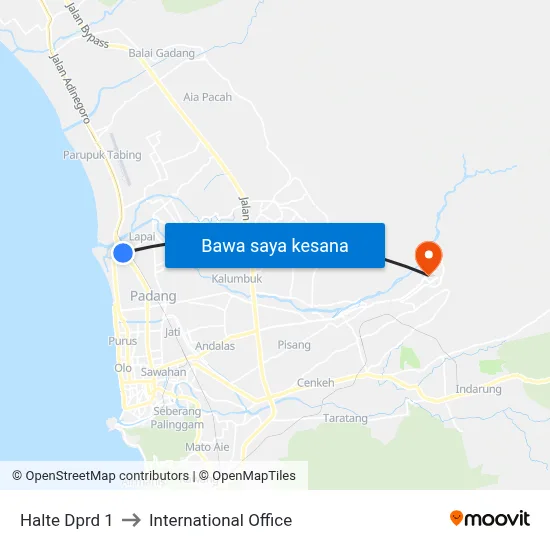 Halte Dprd 1 to International Office map