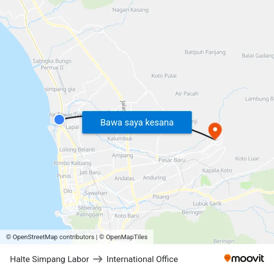 Halte Simpang Labor to International Office map