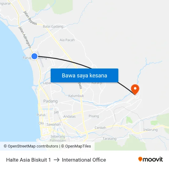 Halte Asia Biskuit 1 to International Office map