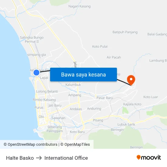 Halte Basko to International Office map