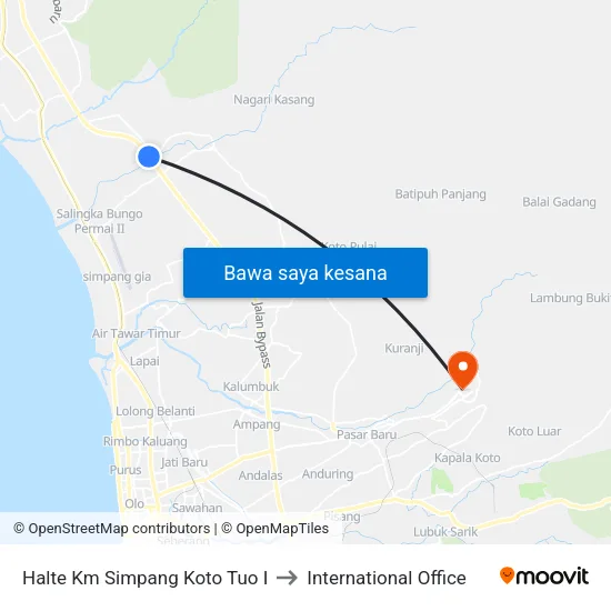 Halte Km Simpang Koto Tuo I to International Office map