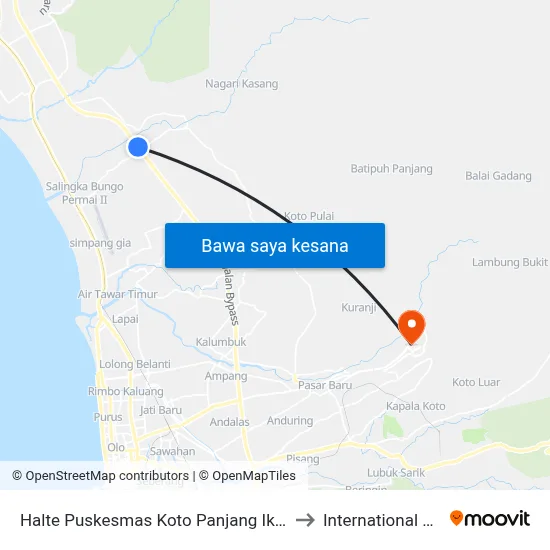 Halte Puskesmas Koto Panjang Ikur Koto II to International Office map