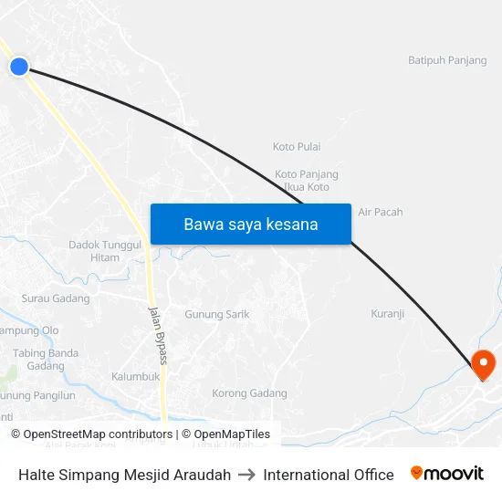 Halte Simpang Mesjid Araudah to International Office map