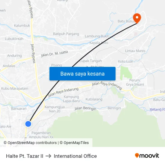 Halte Pt. Tazar II to International Office map