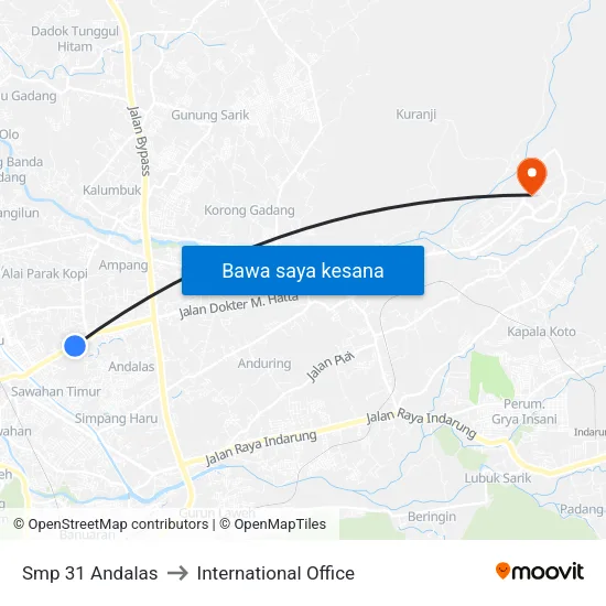 Smp 31 Andalas to International Office map