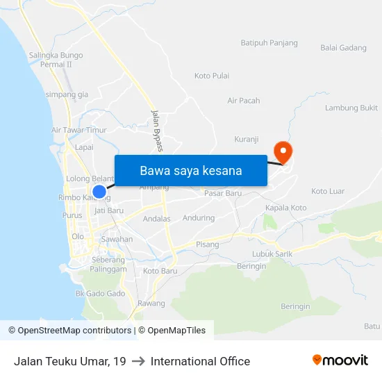 Jalan Teuku Umar, 19 to International Office map