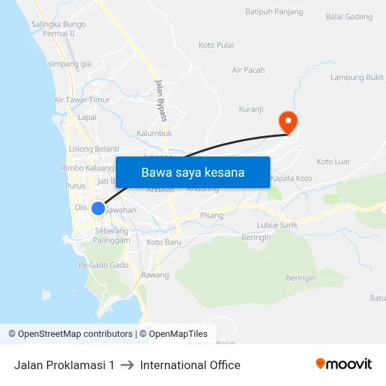 Jalan Proklamasi 1 to International Office map