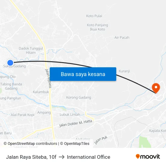 Jalan Raya Siteba, 10f to International Office map