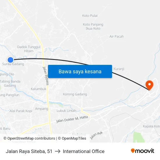 Jalan Raya Siteba, 51 to International Office map