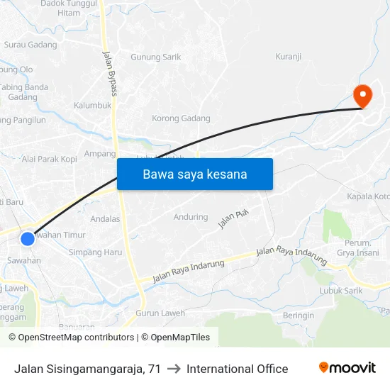 Jalan Sisingamangaraja, 71 to International Office map