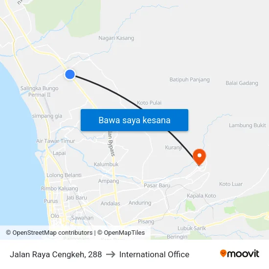 Jalan Raya Cengkeh, 288 to International Office map
