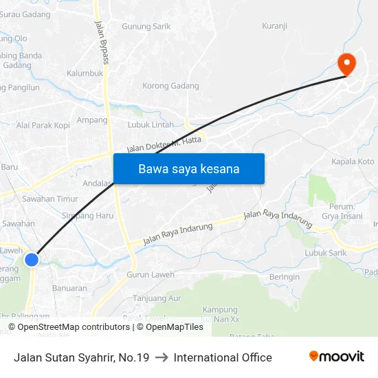 Jalan Sutan Syahrir, No.19 to International Office map