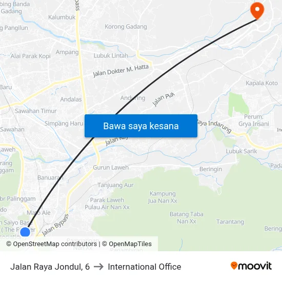 Jalan Raya Jondul, 6 to International Office map