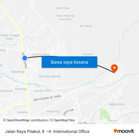 Jalan Raya Pilakut, 8 to International Office map