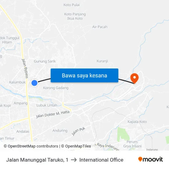 Jalan Manunggal Taruko, 1 to International Office map