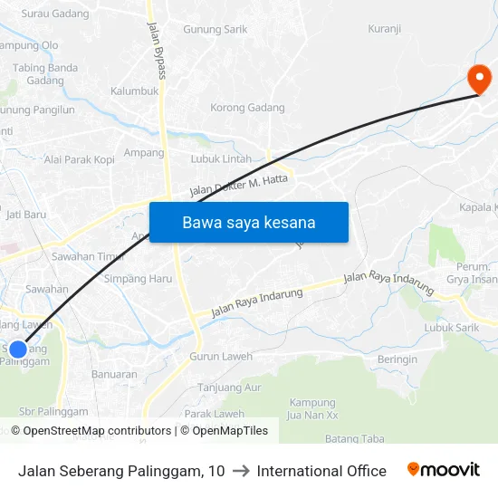 Jalan Seberang Palinggam, 10 to International Office map
