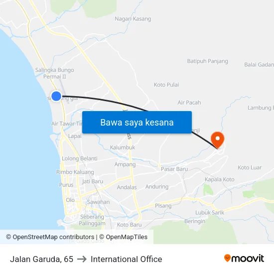 Jalan Garuda, 65 to International Office map