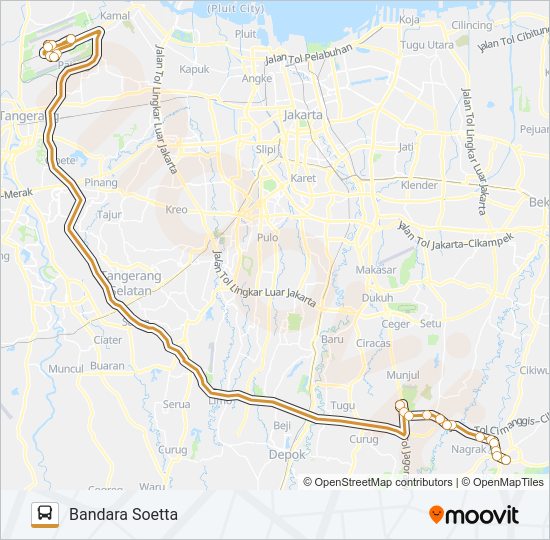 CILEUNGSI - BANDARA SOEKARNO HATTA bis Peta Jalur