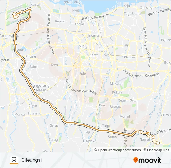 CILEUNGSI - BANDARA SOEKARNO HATTA Bus Line Map