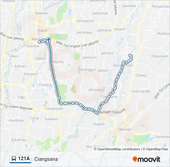 121A Bus Line Map