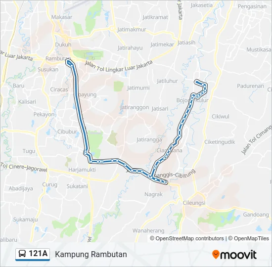 121A Bus Line Map