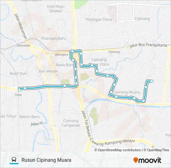 JAK105 Bus Line Map