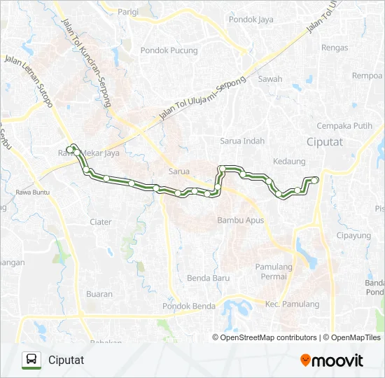 12A CIPUTAT - TERMINAL BSD Bus Line Map