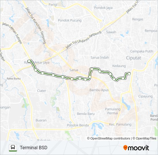 12A CIPUTAT - TERMINAL BSD Bus Line Map