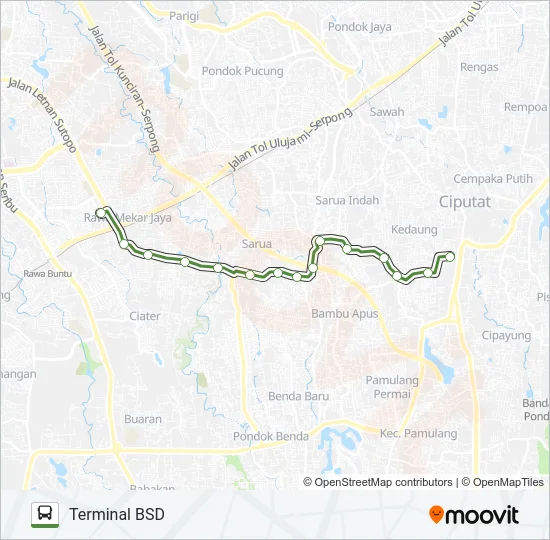 12A CIPUTAT - TERMINAL BSD Bus Line Map