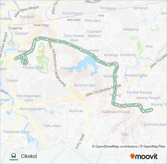 B02 CIKOKOL - CILEDUG Bus Line Map