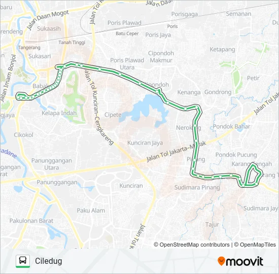 B02 CIKOKOL - CILEDUG Bus Line Map