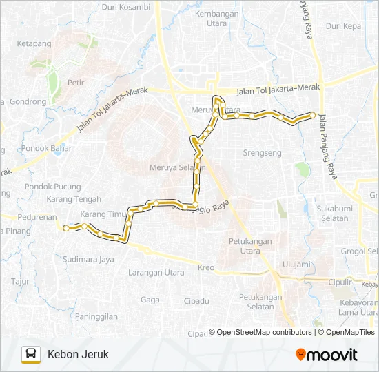 C13 CILEDUG - KEBON JERUK Bus Line Map