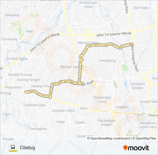 C13 CILEDUG - KEBON JERUK bus Line Map