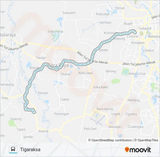 A06 TERMINAL CIMONE - TIGARAKSA Bus Line Map
