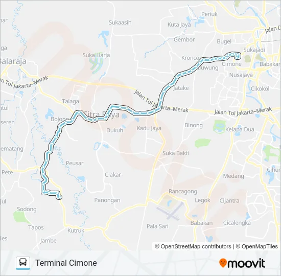A06 TERMINAL CIMONE - TIGARAKSA Bus Line Map