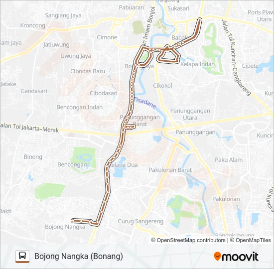R06A BOJONG NANGKA (BONANG) - PASAR ANYAR Bus Line Map