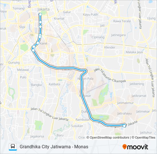 JRC JATIWARNA bus Line Map