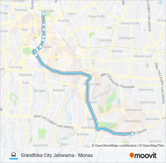 JRC JATIWARNA Bus Line Map