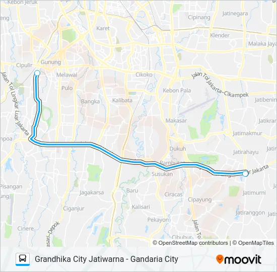 JRC JATIWARNA Bus Line Map