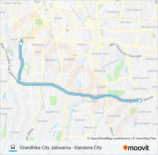 JRC JATIWARNA Bus Line Map